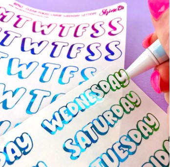 Clear Foiled 3D Weekday | Sticker Sheet