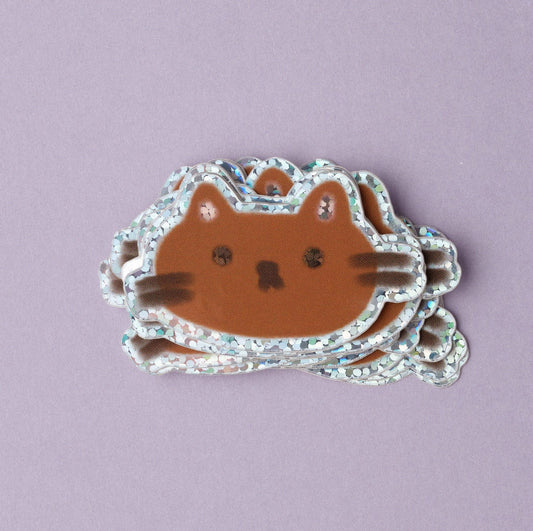 Brown Cat | Holographic Sticker