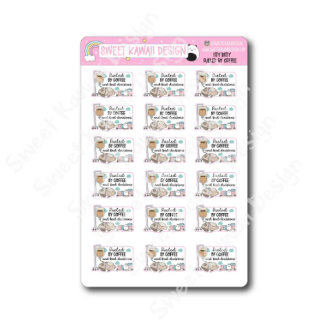 Kawaii Fueled by Coffee | Sticker Sheet