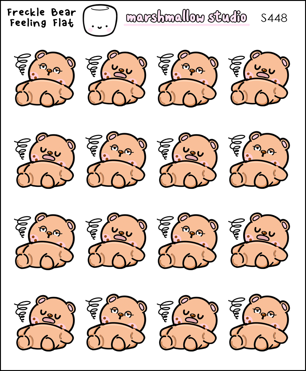 Freckle Bear - Feeling Flat | Sticker Sheet