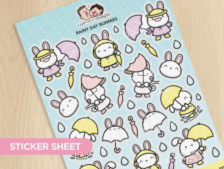 Rainy Day Bunnies | Big Sticker Sheet