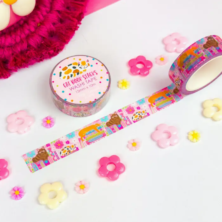 Cat Book Stacks | Washi