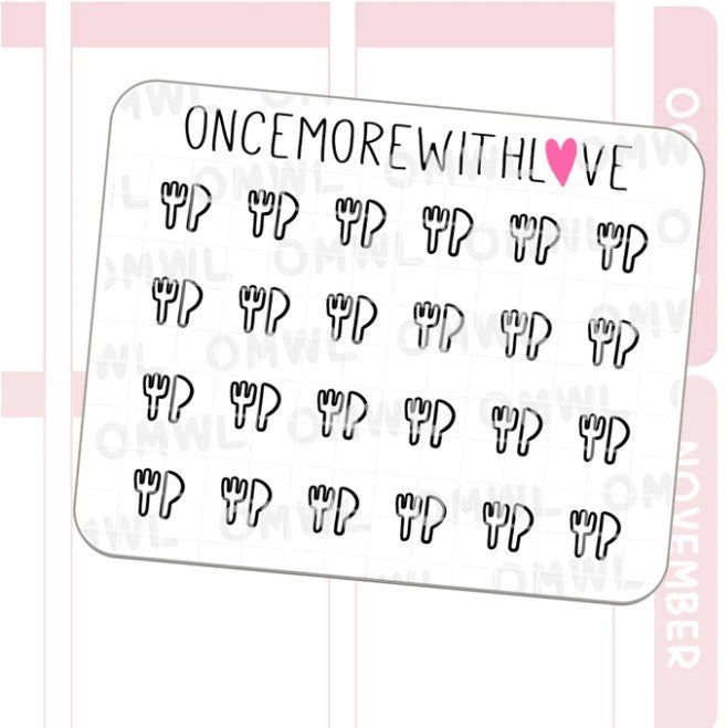 Mini Icons - Fork and Knife | Sticker Sheet