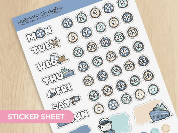 Let's Cruise Days and Date Covers | Big Sticker Sheet
