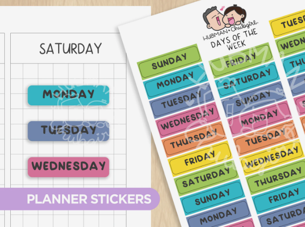 Rainbow Llama - Days of the Week | Sticker Sheet
