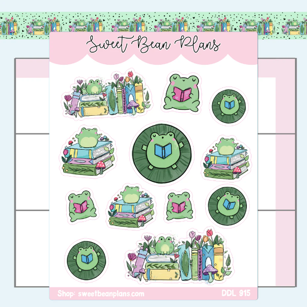 Bookish Frogs | Sticker Sheet