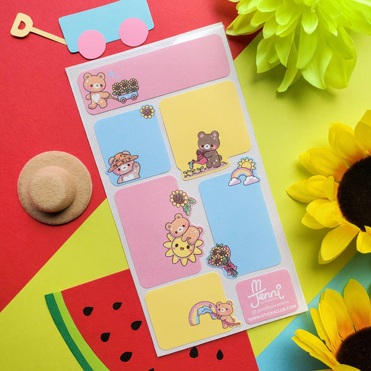 Sunny Garden Bears' Labels | Sticker Sheet