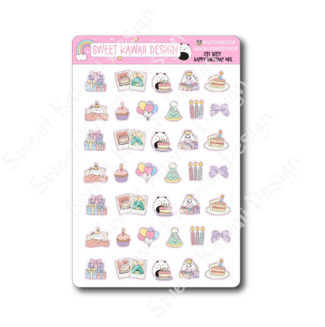 Kawaii Happy Birthday Mix | Sticker Sheet