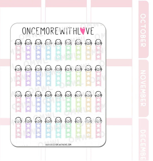 Hobo Weeks Tiny Pastel Star Checklist | Sticker Sheet