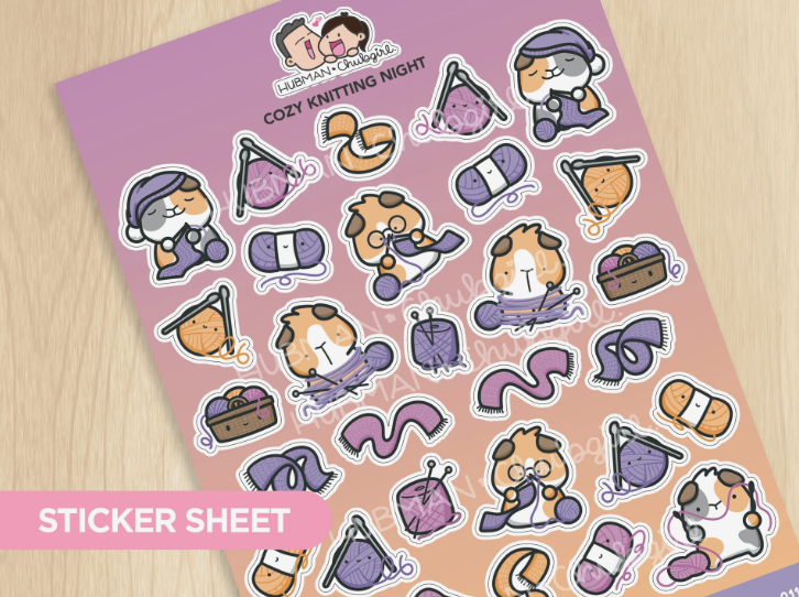 Cozy Knitting Night | Big Sticker Sheet