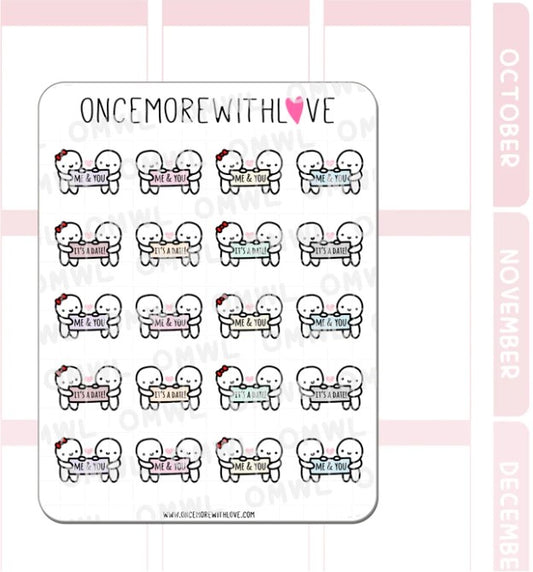 Me and You Munchkin Couple with Banner | Sticker Sheet