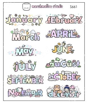 Decorative Months | Sticker Sheet