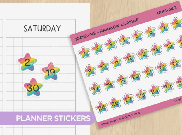 Numbers - Rainbow Llama | Sticker Sheet