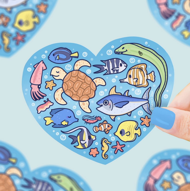 Ocean Animal Heart | Vinyl Sticker