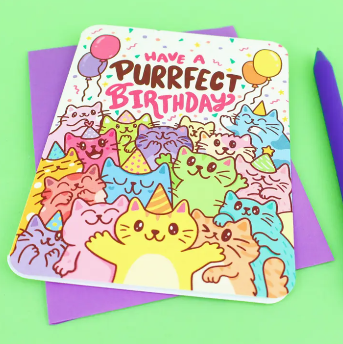 Have A Purrfect Birthday Cat | Greeting Card