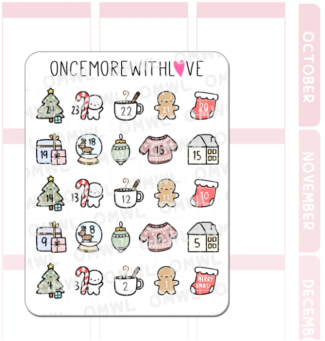 Christmas Doodle Countdown | Sticker Sheet