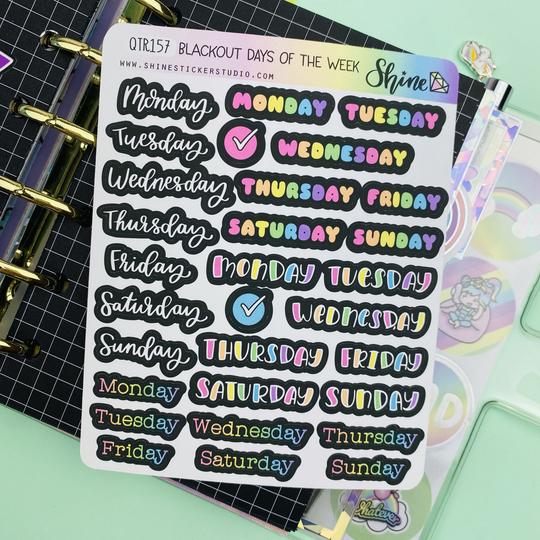 Blackout Days Of The Week Stickers