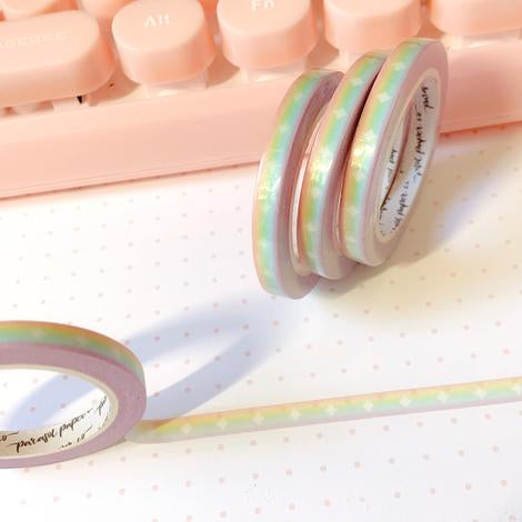 Pastel Rainbow White Sparkle | Washi