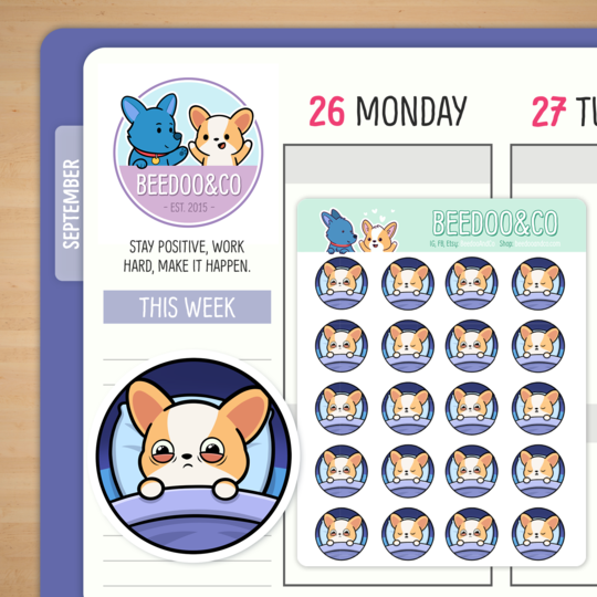 Miso The Corgi Sleeping | Sticker Sheet