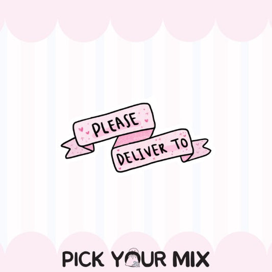 Please Deliver To - Pink Ribbon | Sticker Flake (set of 15)