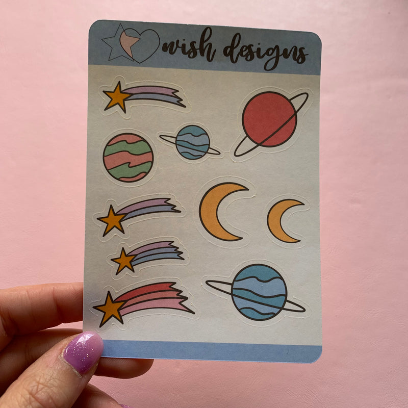 Planets & Shooting Stars | Sticker Sheet
