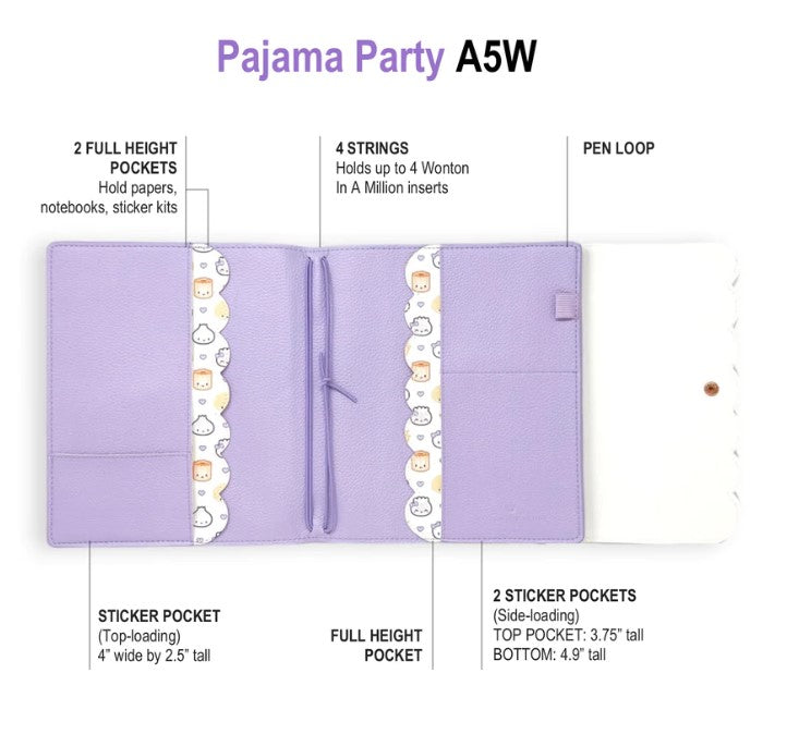 Pajama Party - A5W Leather Planner Cover