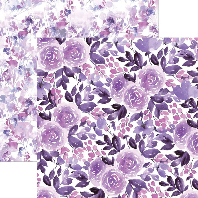 Purple Watercolor Floral | 12x12 Scrapbook Paper