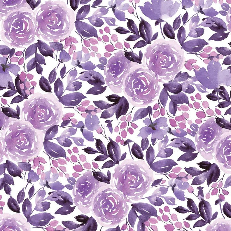 Purple Watercolor Floral | 12x12 Scrapbook Paper