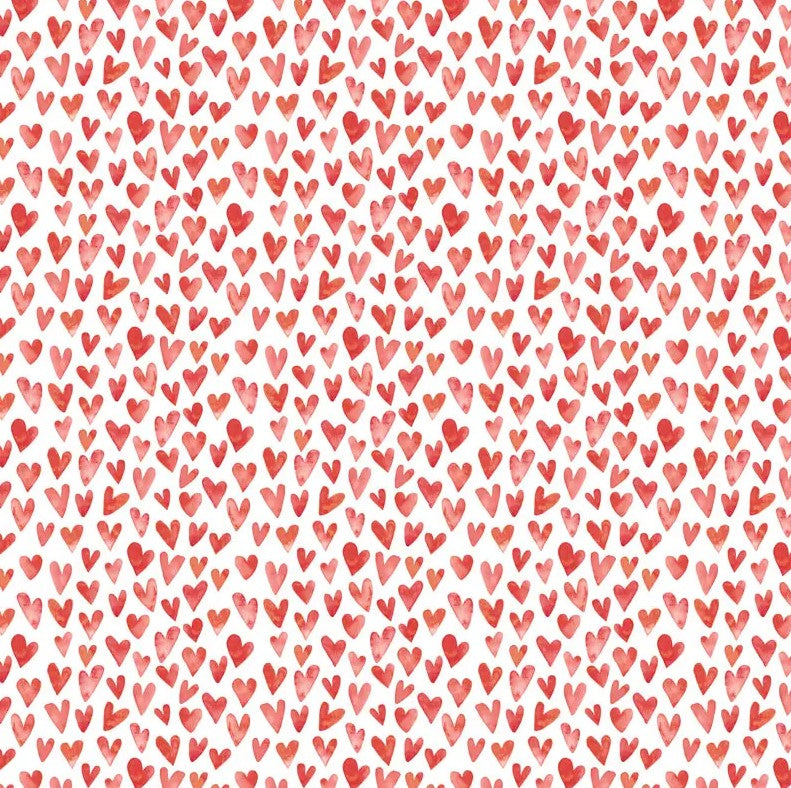 Red Watercolor Hearts | 12x12 Scrapbook Paper