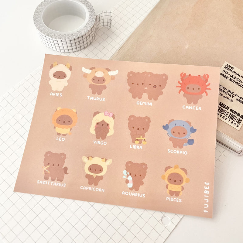 Zodiac Teddy | Sticker Sheet