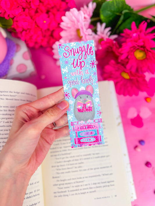 Snuggle Up With a Good Book Winter Mouse | Bookmark