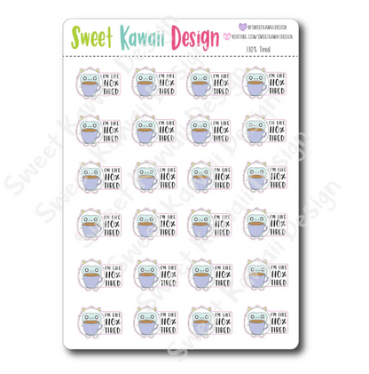 Kawaii 110% Tired | Sticker Sheet