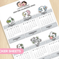 2024 Mini Themed Calendars (Mon) | Sticker Sheet