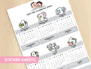 2024 Mini Themed Calendars (Mon) | Sticker Sheet
