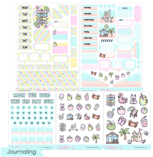 *PRESALE* Krels Creations - Summer Break | June 2026 STICKERS & WASHI Subscription