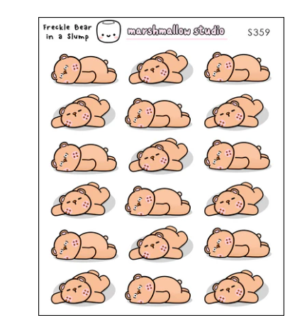 Freckle Bear - In A Slump | Sticker Sheet