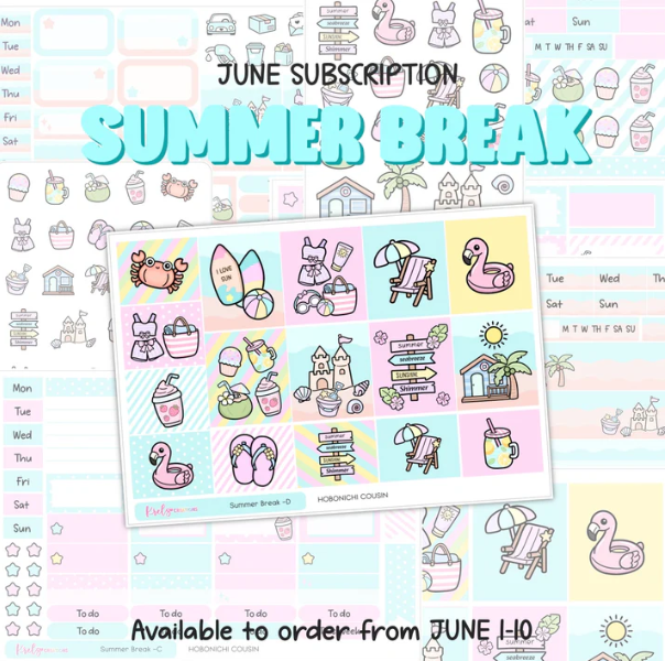 *PRESALE* Krels Creations - Summer Break | June 2026 STICKERS & WASHI Subscription