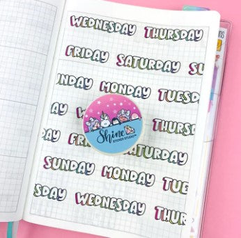 Days Of The Week - Rainbow 3D Bubble Letter | Washi