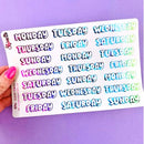 Clear Foiled 3D Weekday | Sticker Sheet