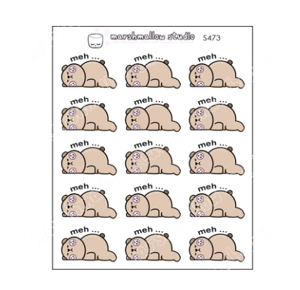 Freckle Bear - Meh... | Sticker Sheet