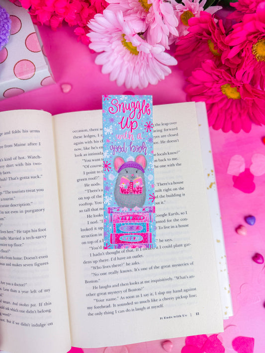 Snuggle Up With a Good Book Winter Mouse | Bookmark
