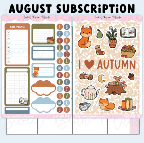 Sweet Bean Plans | AUGUST 2025 WASHI & STICKER Subscription