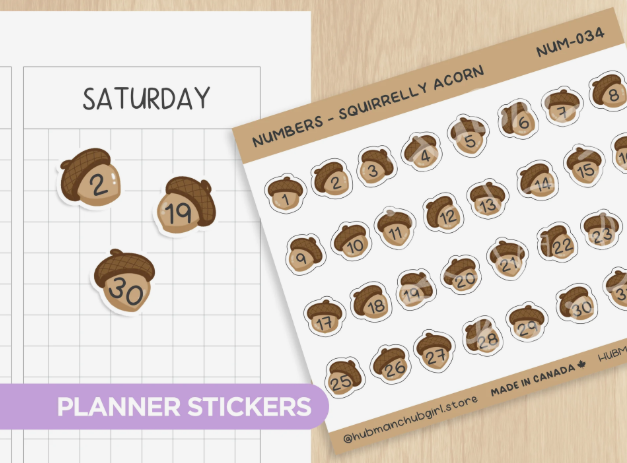 Numbers - Squirrelly Acorn | Sticker Sheet