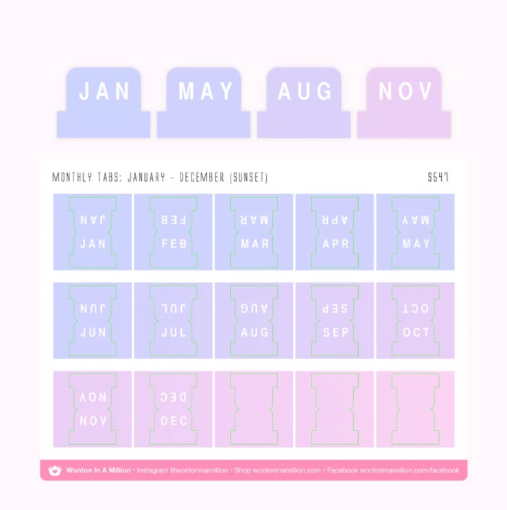 *PRESALE* Tabs - Months - Sunrise Blush