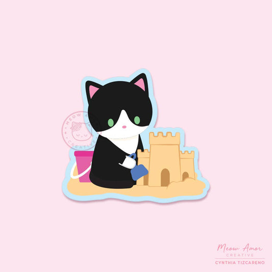 SandCastle Tuxedo Cat Vinyl Sticker
