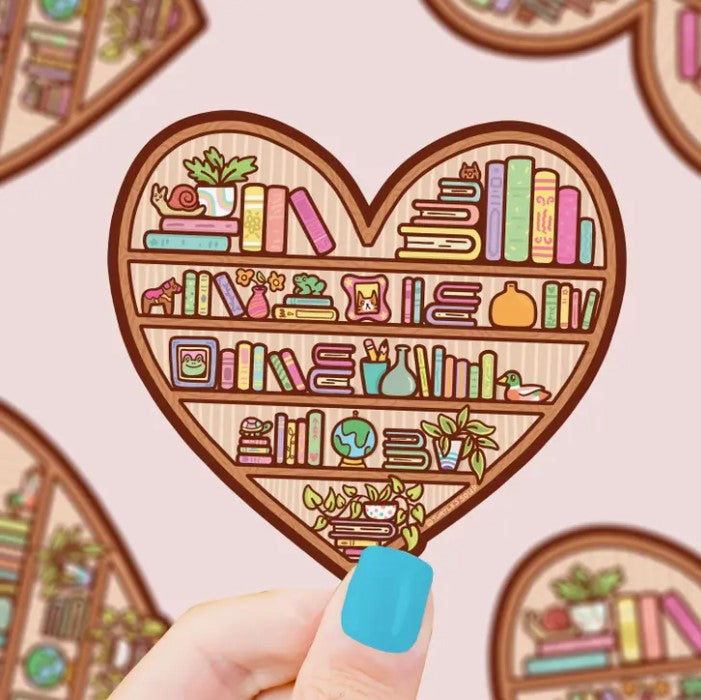 Heart Shaped Bookshelf | Vinyl Sticker