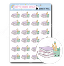 Kawaii Books and Pencils | Sticker Sheet