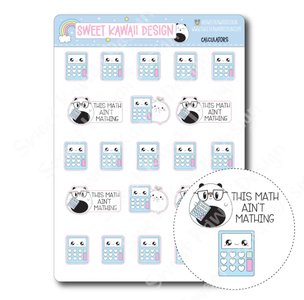 Kawaii Calculator | Sticker Sheet