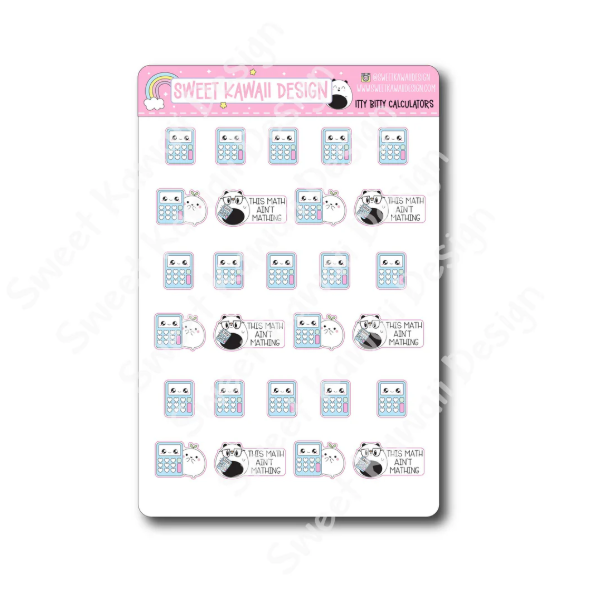 Kawaii Calculator | Sticker Sheet