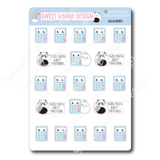 Kawaii Calculator | Sticker Sheet